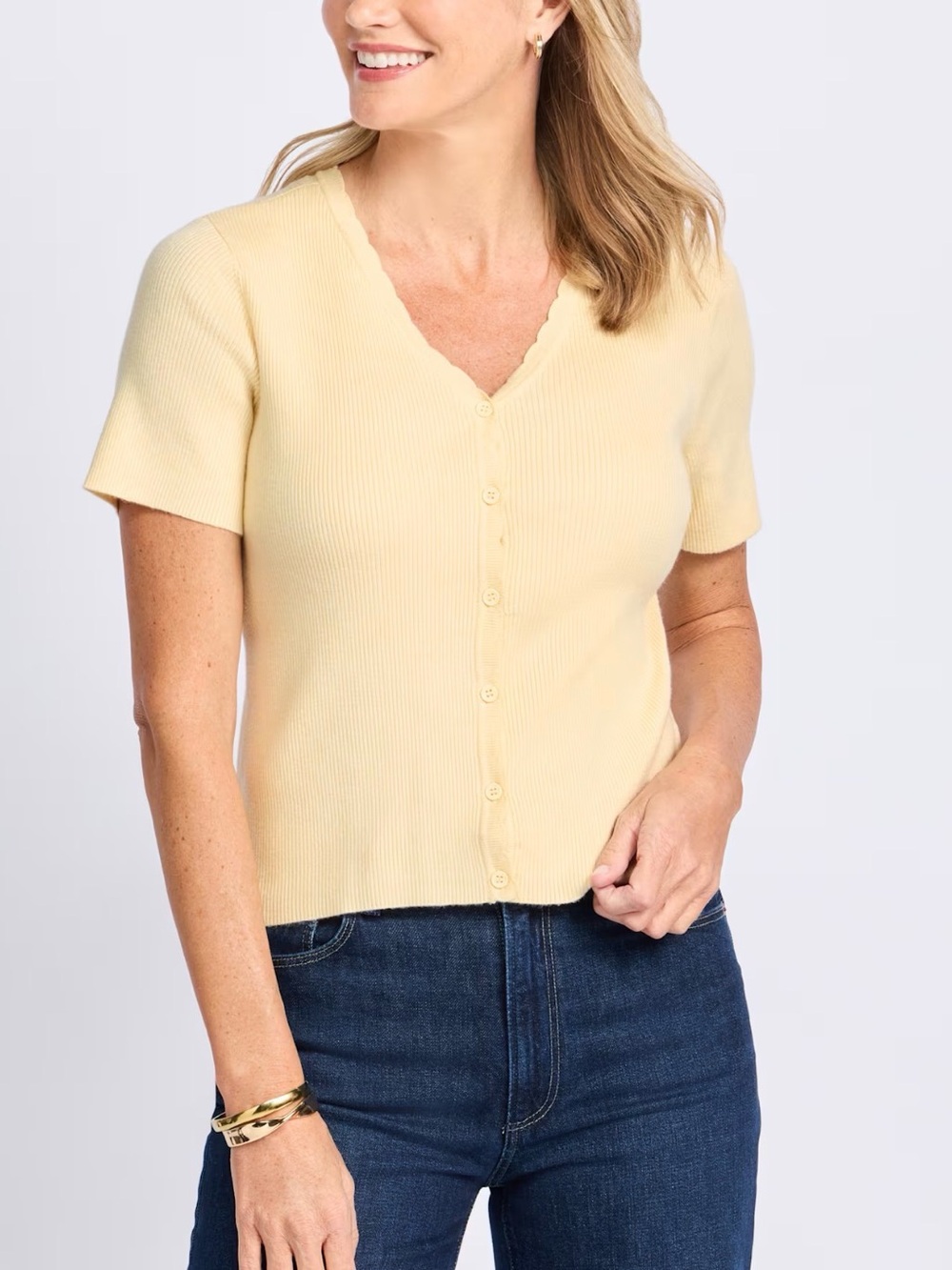 Daniel Rainn Lyn Fitted Short Sleeve Cardigan Beige XS NWT STITCH FIX